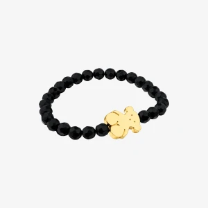 Tous Sweet Dolls - Elastyczna Bransoletka Z Onyksów Z Motywem Misia Z Żółtego Srebra Vermeil - Tous Rozmiar