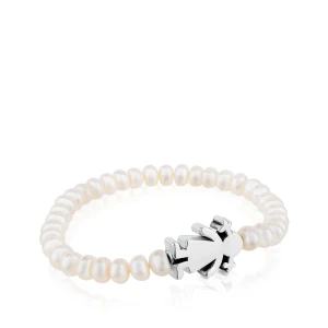 Tous Sweet Dolls - Elastyczna Bransoletka Z Perłami I Srebrnym Motywem Dziewczynki - Tous