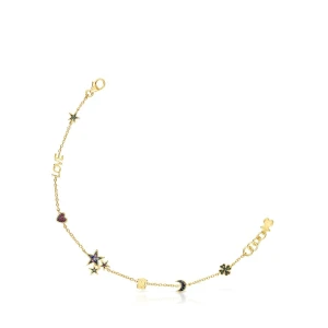 Tous Teddy Bear - Bransoletka Z Żółtego Srebra Vermeil Z Kamieniami Szlachetnymi - Tous Rozmiar