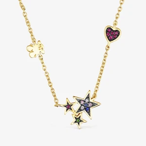 Tous Teddy Bear - Naszyjnik Z Żółtego Srebra Vermeil Z Kamieniami Szlachetnymi - Tous