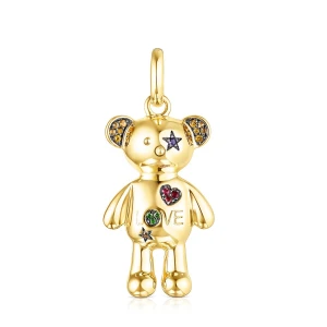 Tous Teddy Bear - Zawieszka Z Żółtego Srebra Vermeil Z Kamieniami Szlachetnymi - Tous Rozmiar