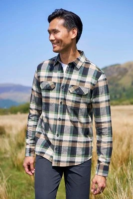 Trace – męska flanelowa koszula z długim rękawem - Dark Green Mountain Warehouse