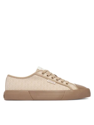 Trampki Calvin Klein Vulc Low Laceup Aop Canvas HW0HW03142 Beżowy