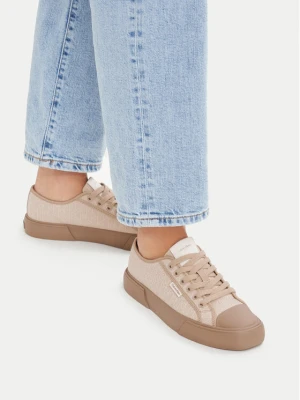 Trampki Calvin Klein Vulc Low Laceup Aop Canvas HW0HW03142 Beżowy