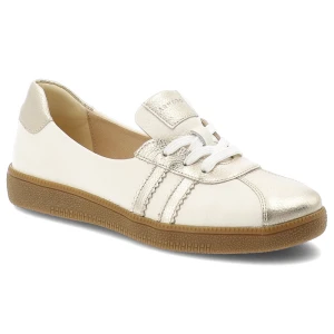 Trampki damskie Armodo, skóra naturalna metaliczne wstawki klasyczne sznurowanie miękka skórzana wyściółka elastyczna gumowa podeszwa, beżowe, n1341-