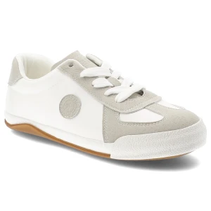 Trampki damskie Big Star, skóra naturalna zamszowe wstawki sznurowany fason klasyczna gumowa podeszwa okrągły nosek, białe, TT274145