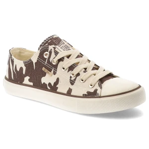 Trampki damskie Big Star, tekstylna cholewka zwierzęcy print sznurowany fason klasyczna gumowa podeszwa okrągły nosek, brązowe, TT274771