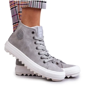 Trampki Damskie Big Star Wysokie Ocieplane Szare EE274114