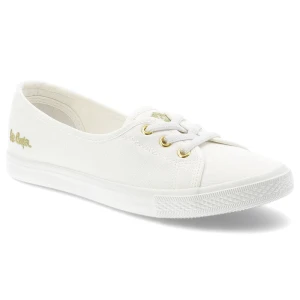 Trampki damskie Lee Cooper, cholewka z materiału tekstylnego elastyczne sznurówki na płaskiej podeszwie, białe, LCW-26-02-4043L SVL-395