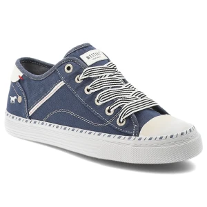 Trampki damskie Mustang, fason sznurowany niska cholewka gumowy nosek tekstylna podeszwa codzienny styl, granatowe, 1376-303-841