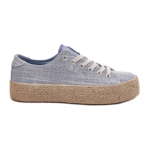 Trampki Damskie Na Platformie Z Plecionką Lee Cooper LCW-25-02-3283 Niebieskie