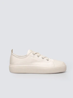 Trampki dziewczęce na platformie kremowe TT374106 102 BIG STAR