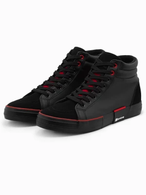 Trampki męskie sneakersy za kostkę z łączonych materiałów - czarne V2 OM-FOTH-0127
 -                                    40