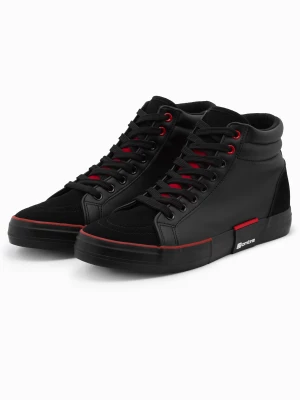 Trampki męskie sneakersy za kostkę z łączonych materiałów - czarne V2 OM-FOTH-0127
 -                                    44