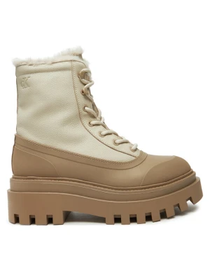 Trapery Calvin Klein Jeans Flatform Lace Up Boot Padded YW0YW01557 Beżowy