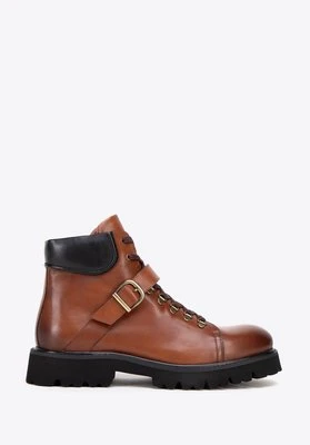 Trapery skórzane z klamrą brązowe Wittchen