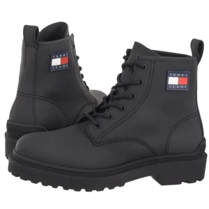 Trapery Tjm Leather Lace Up Boot Black EM0EM01447 BDS (TH1160-a) Tommy Hilfiger