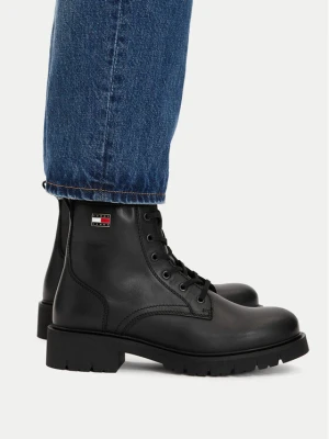 Trapery Tommy Jeans Tjw Cleated Lace Up Boots EN0EN03104 Czarny