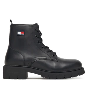 Trapery Tommy Jeans Tjw Lace Up Leather Boot EN0EN02824 Czarny