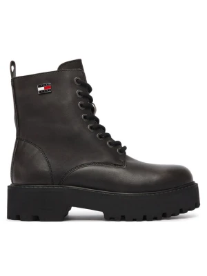 Trapery Tommy Jeans Tjw Platform Brushed Lth Boots EN0EN03141 Czarny