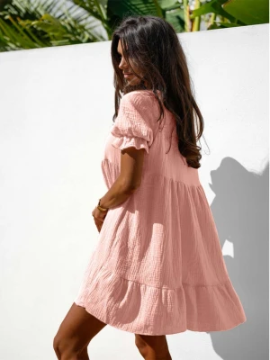 Trapezowa sukienka typu babydoll SINDI - pudrowy róż  magmac 