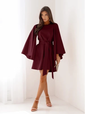 Trapezowa sukienka z szerokimi rękawami ENJA - bordowa  magmac 