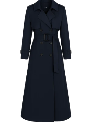 Trencz 02 - klasyczny płaszcz przejściowy - Elegant Navy LAIF