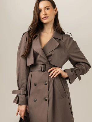 Trencz 02 - klasyczny płaszcz przejściowy - Taupe LAIF