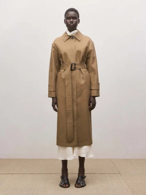 Trencz bawełniany z paskiem średni brązowy - Kobieta - - MANGO