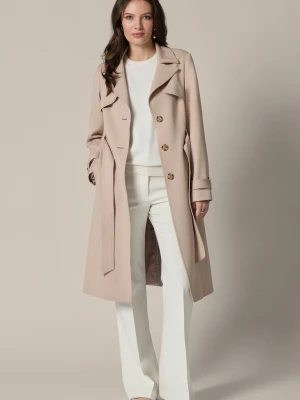 Trencz Beżowy Damski z Paskiem Luminosa Lancerto