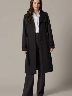 Trencz Brązowy Damski z Paskiem Luminosa Lancerto