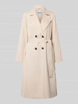 Trencz o kroju regular fit z paskiem w talii do wiązania model ‘SCARLETT’ Pieces