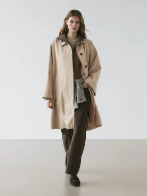 Trencz Typu Peleryna Z Kapturem - Beżowy - - Massimo Dutti - Kobieta