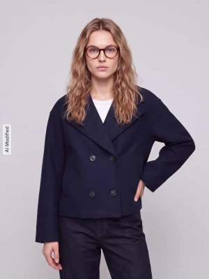 Trencz z dwurzędową listwą guzikową Vero Moda Ciemnoniebieski