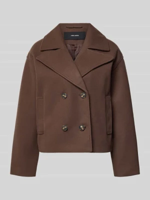 Trencz o kroju regular fit z dwurzędową listwą guzikową model 'VINCELINE' Vero Moda Czekoladowy
