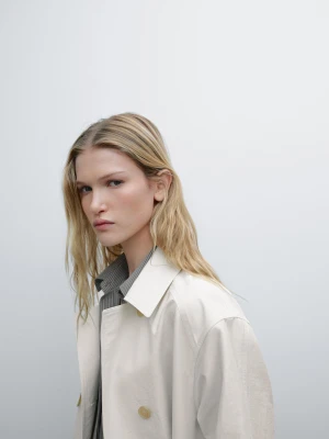 Trencz Z Mieszanki Bawełny - Surowy - - Massimo Dutti - Kobieta