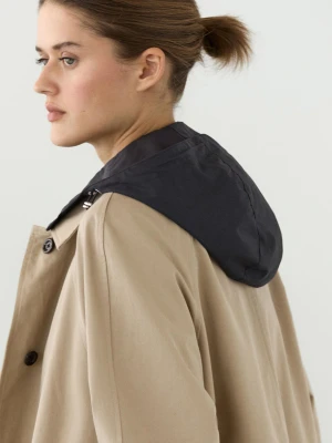 Trencz Z Odpinanym Kapturem - Beżowy - - Massimo Dutti - Kobieta