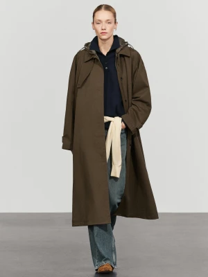 Trencz Z Odpinanym Kapturem - Khaki - Massimo Dutti - Female