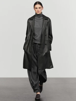 Trencz Z Owczej Skóry - Czarny - Massimo Dutti - Female