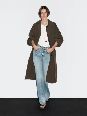 Trencz Z Tkaniny Technicznej Z Guzikami - Brązowy - - Massimo Dutti - Kobieta