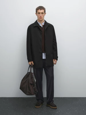 Trencz Z Wodoodpornej Tkaniny - Granatowy - - Massimo Dutti - Mężczyzna