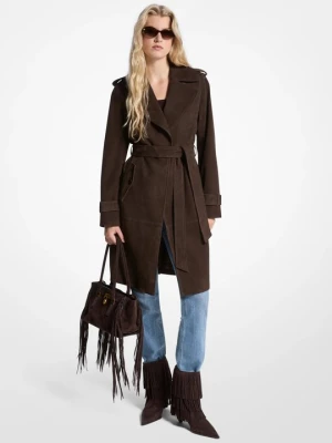 Trencz z zamszu Michael Kors CZEKOLADOWY (Brązowy)