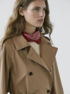 Trencz Ze 100% Bawełny - Beżowy - - Massimo Dutti - Kobieta