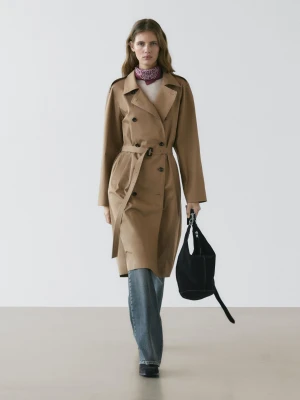 Trencz Ze 100% Bawełny - Beżowy - - Massimo Dutti - Kobieta