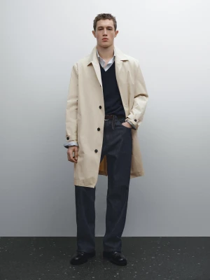Trencz Ze 100% Bawełny - Beżowy - - Massimo Dutti - Mężczyzna