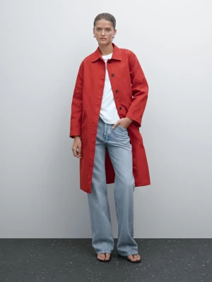 Trencz Ze 100% Bawełny - Czerwony - - Massimo Dutti - Kobieta
