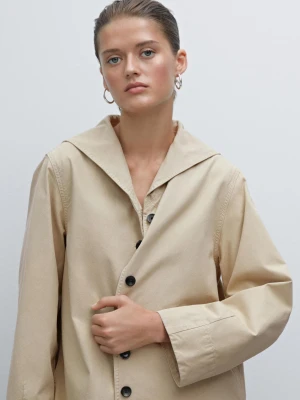 Trencz Ze 100% Bawełny Z Kołnierzem Marynarskim - Piaskowy - - Massimo Dutti - Kobieta