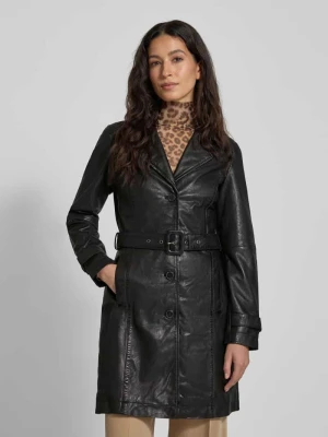 Trencz ze skóry naturalnej z paskiem w talii model ‘Leonne’ MAURITIUS