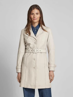 Trencz ze skóry naturalnej z paskiem w talii model ‘Leonne’ MAURITIUS