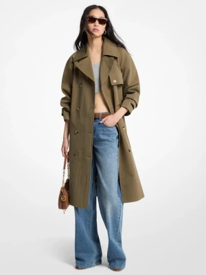 Trencz ze spranej bawełny i nylonu o kroju oversize Michael Kors ZIELONY DUFFLE (Zielony)